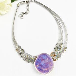 NEW Chico's Purple Pendant Wire Necklace